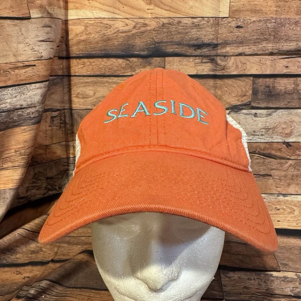 Seaside Florida Hat Orange Trucker Cap Mesh Snapback Beach Vacation Souvenir